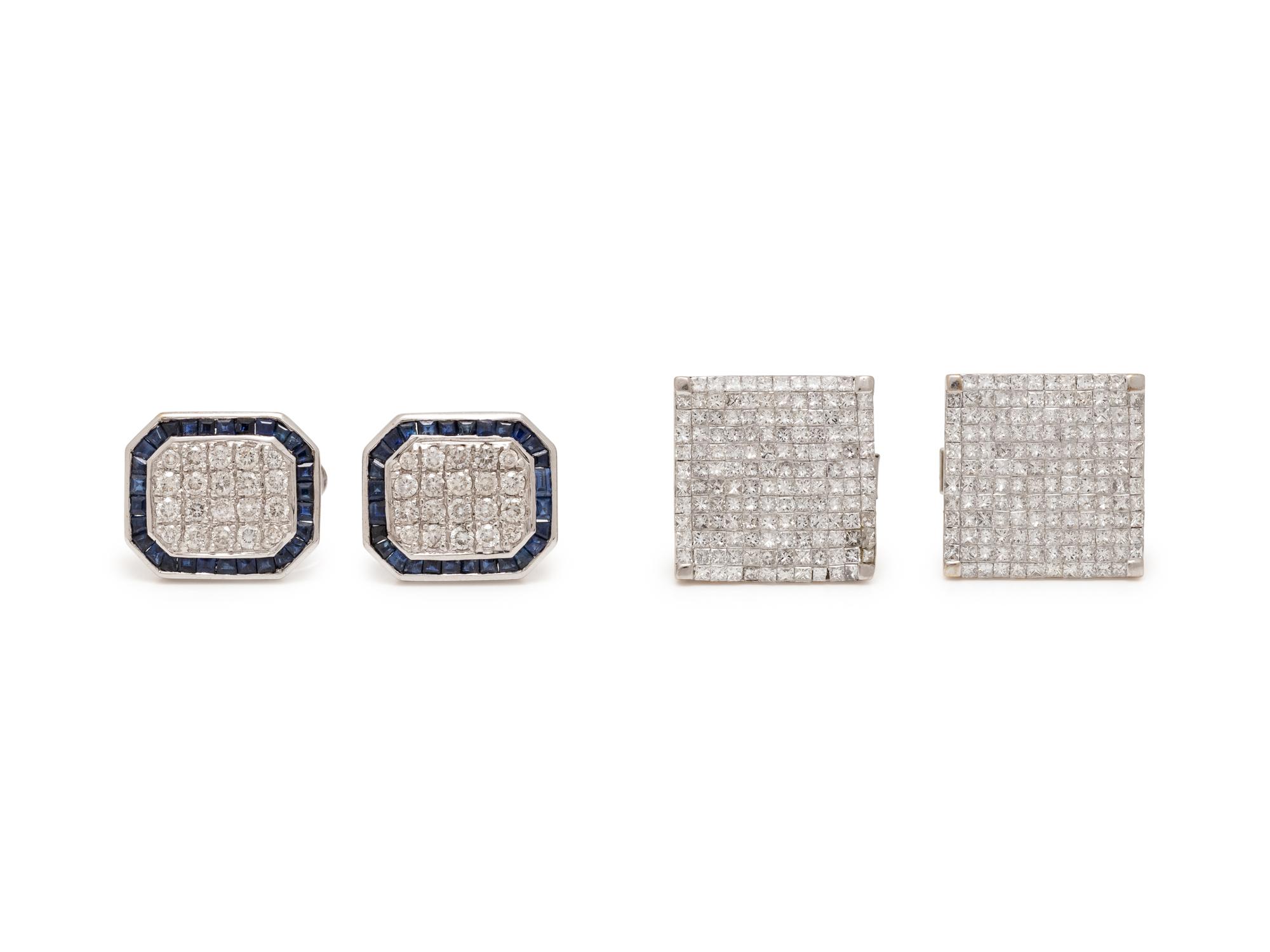 COLLECTION OF DIAMOND CUFFLINKS