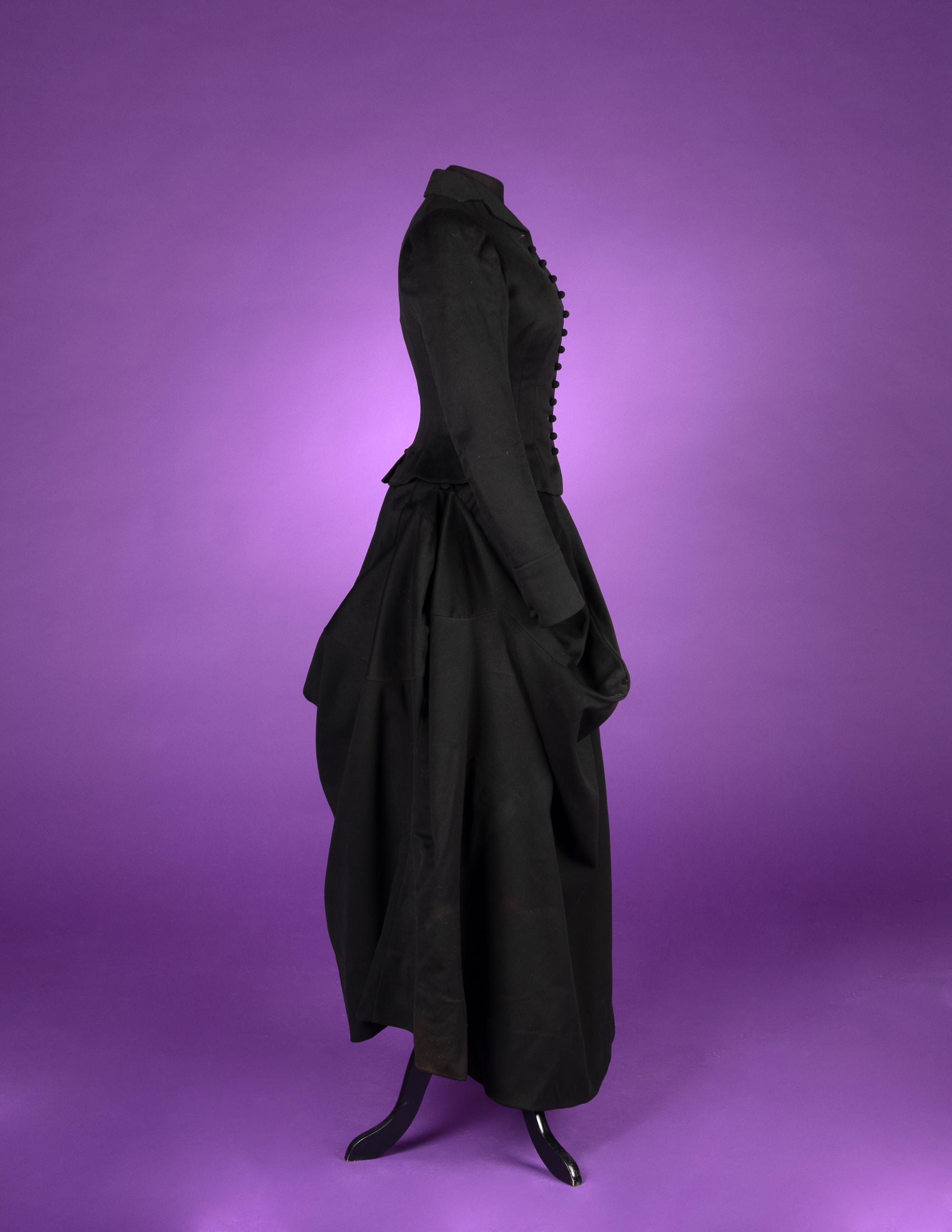 Collection of Four 19th Century Black Wool Riding Clothes, 1880-1890