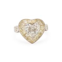 OSCAR HEYMAN, HEART SHAPED DIAMOND AND YELLOW DIAMOND RING