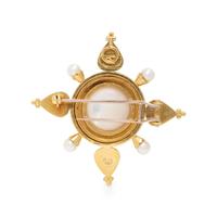 ELIZABETH LOCKE, YELLOW GOLD AND CULTURED PEARL BROOCH PENDANT