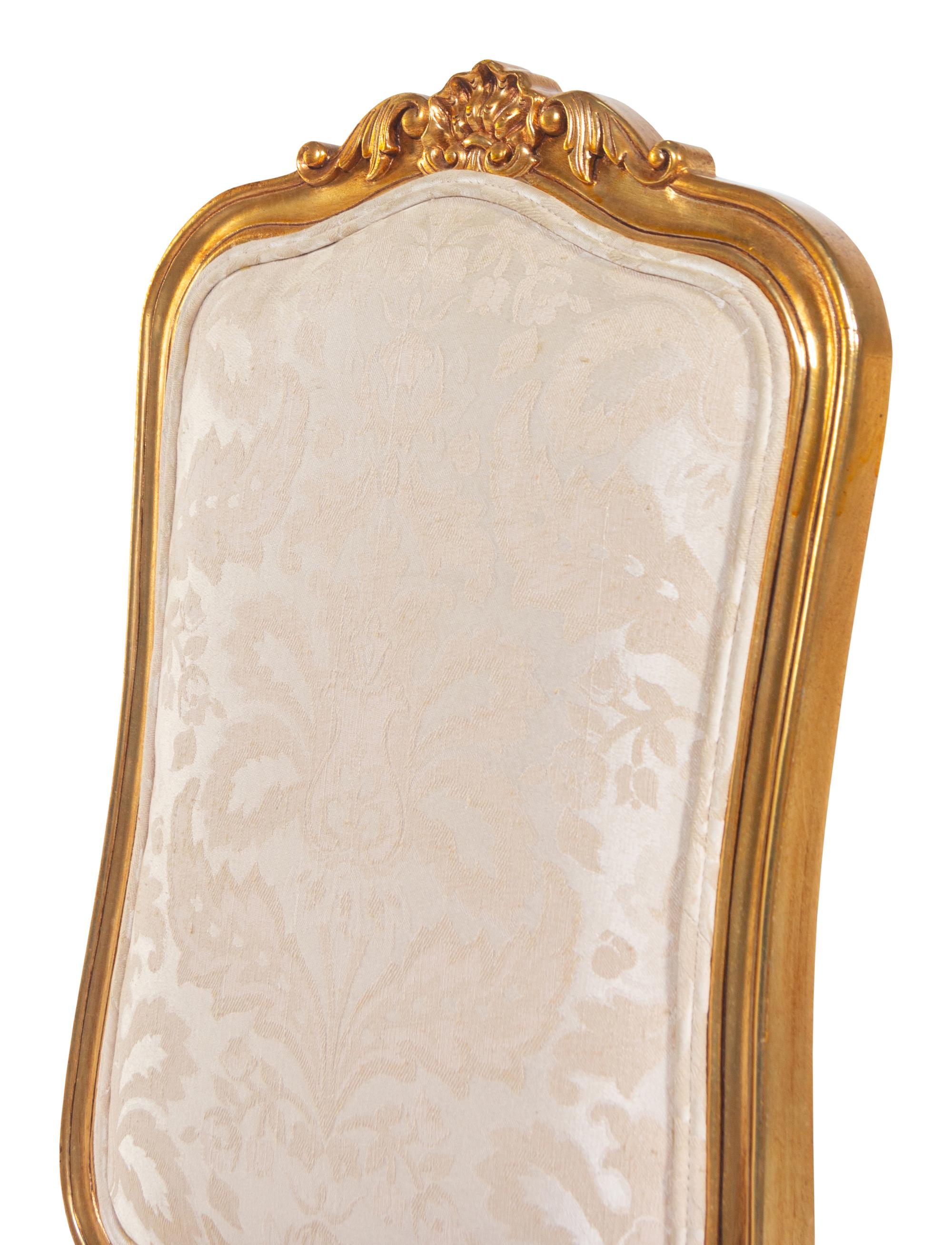 A Pair of Louis XV Style Giltwood Side Chairs