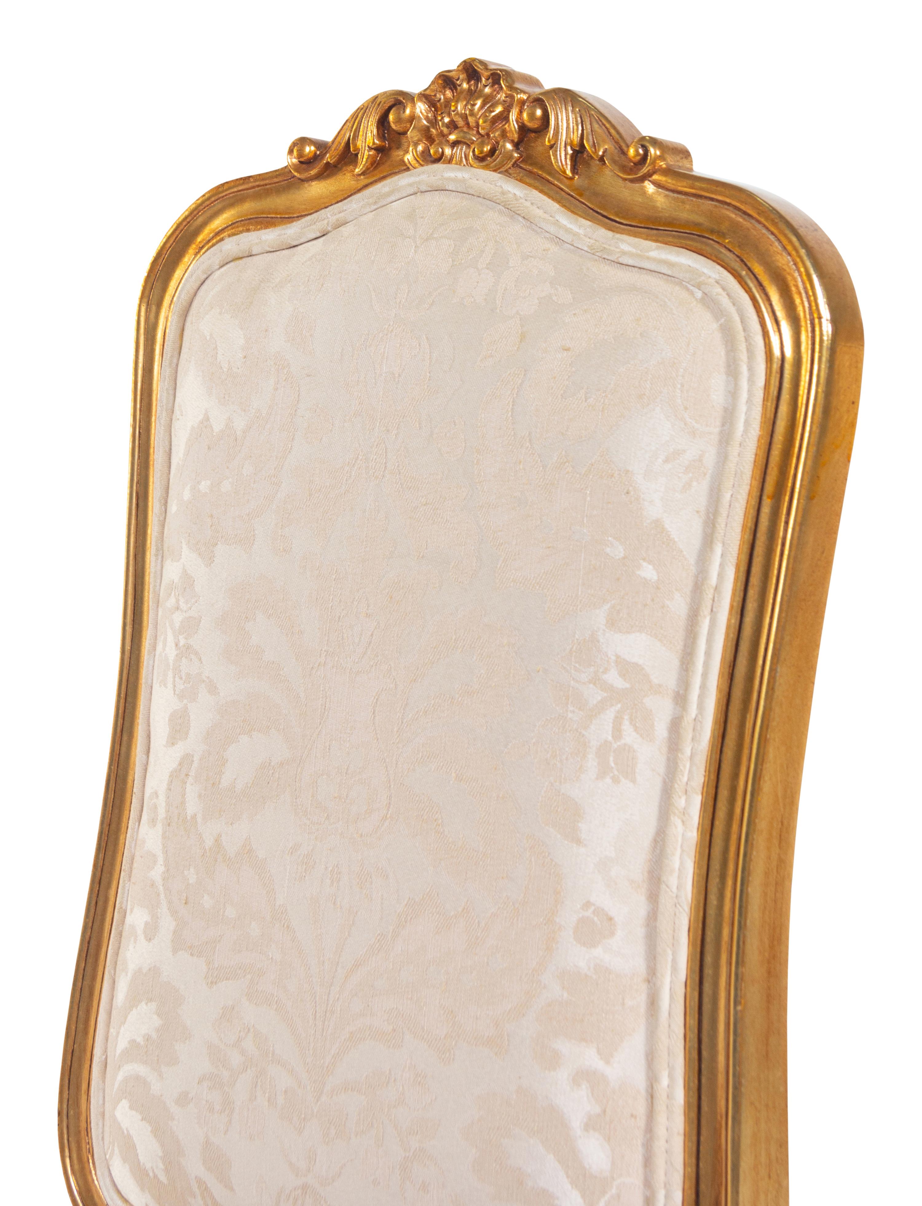 A Pair of Louis XV Style Giltwood Side Chairs