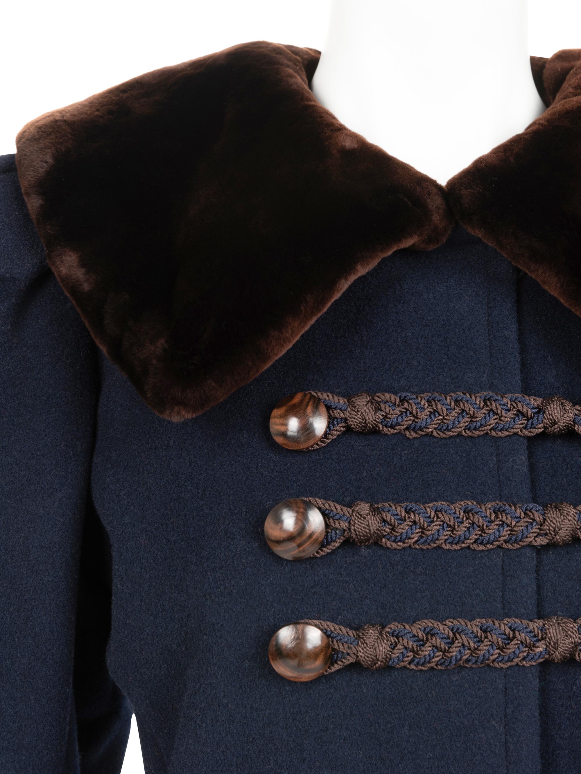 Yves Saint Laurent Haute Couture Wool Coat with Fur Trim, 1976