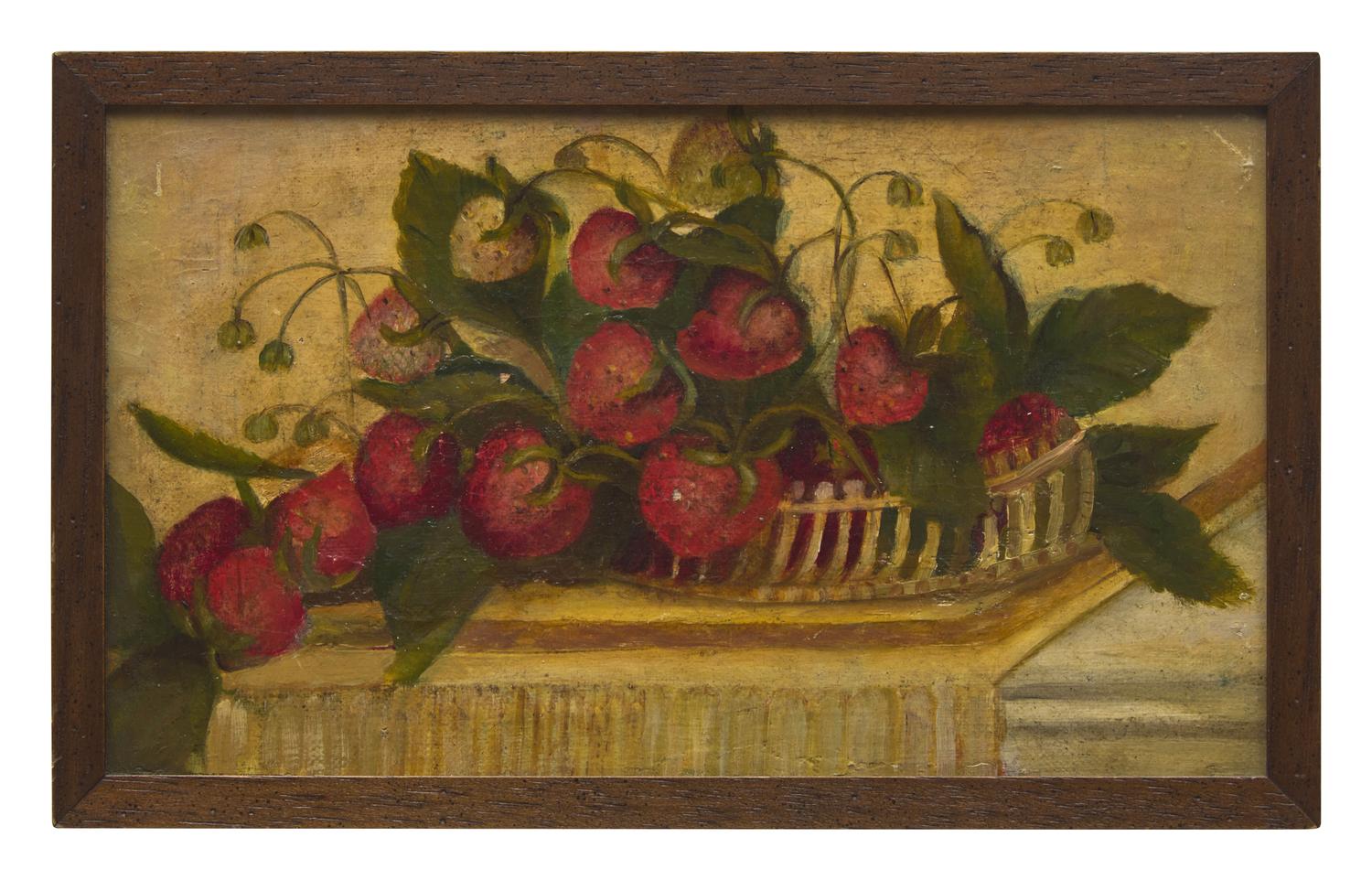 American School 19th Century, A Still Life of Strawberries in a Basket