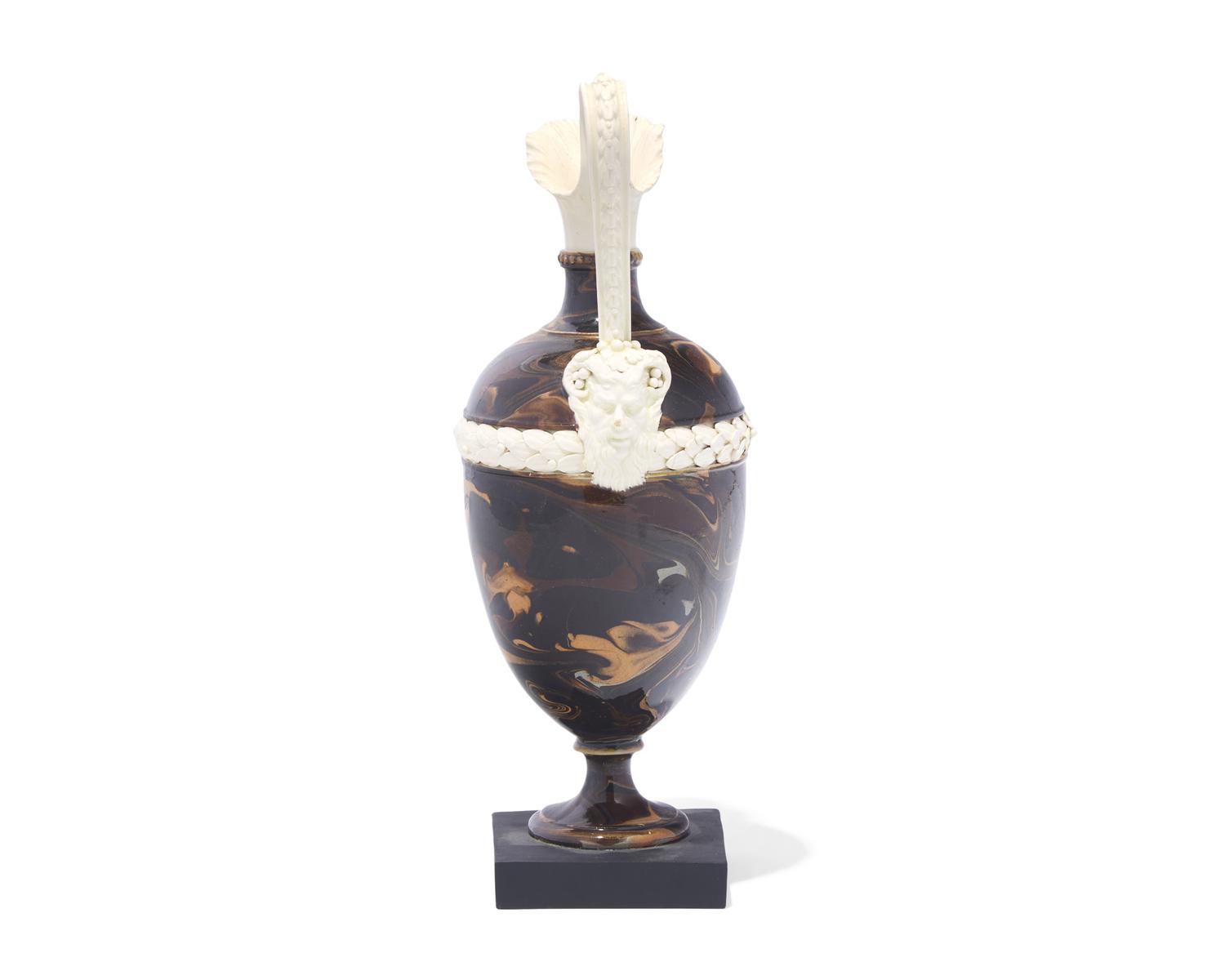 A Wedgwood and Bentley Agateware and Creamware Ewer