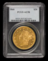 A United States 1860 Liberty Head $20 Gold Coin