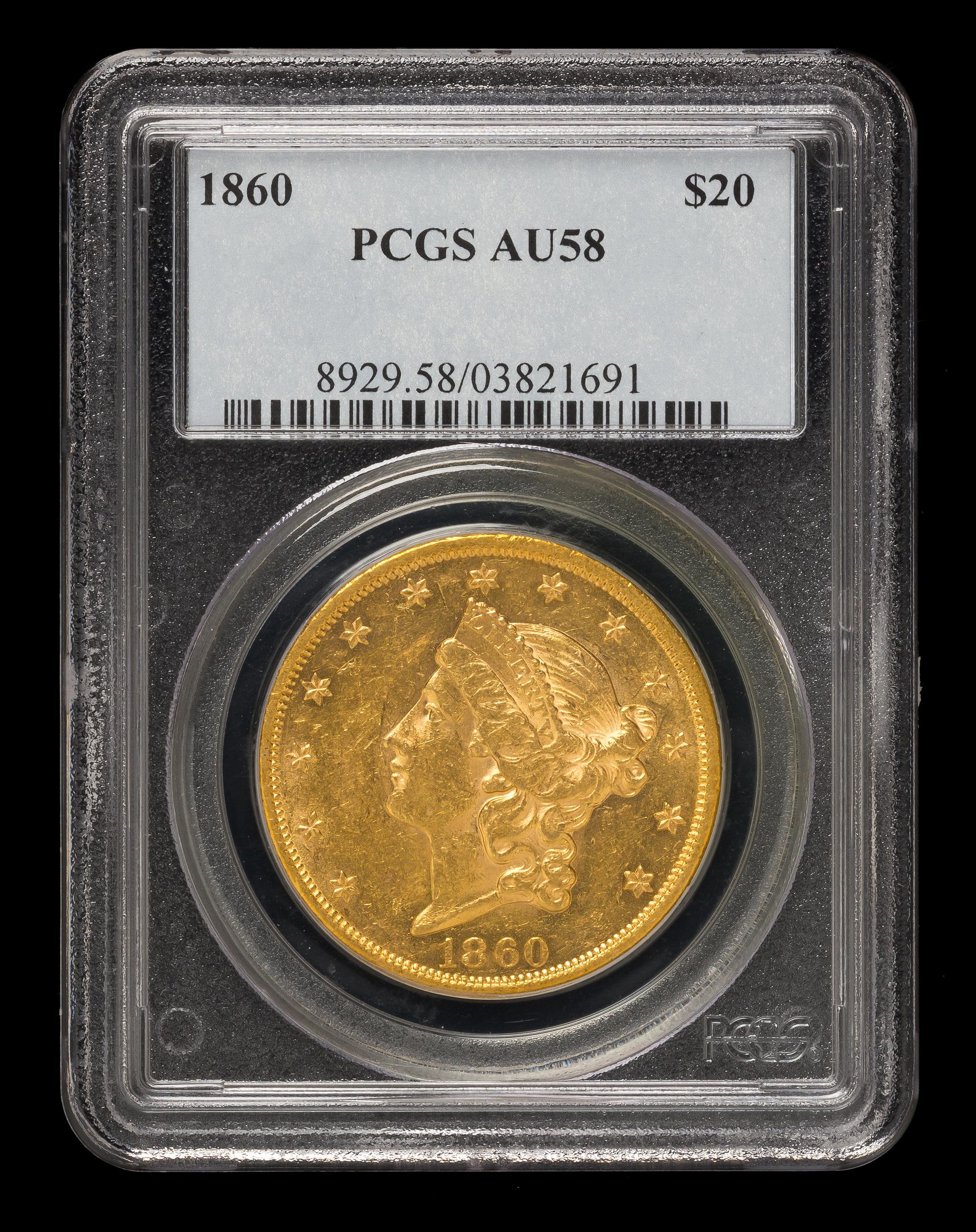 A United States 1860 Liberty Head $20 Gold Coin