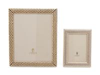 Two French Brass Leather Easel Back Picture Frames — 20TH CENTURY
