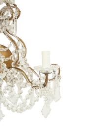 A Pair of French Gilt Metal and Cut Beaded Glass Three-Branch Wall Lights
