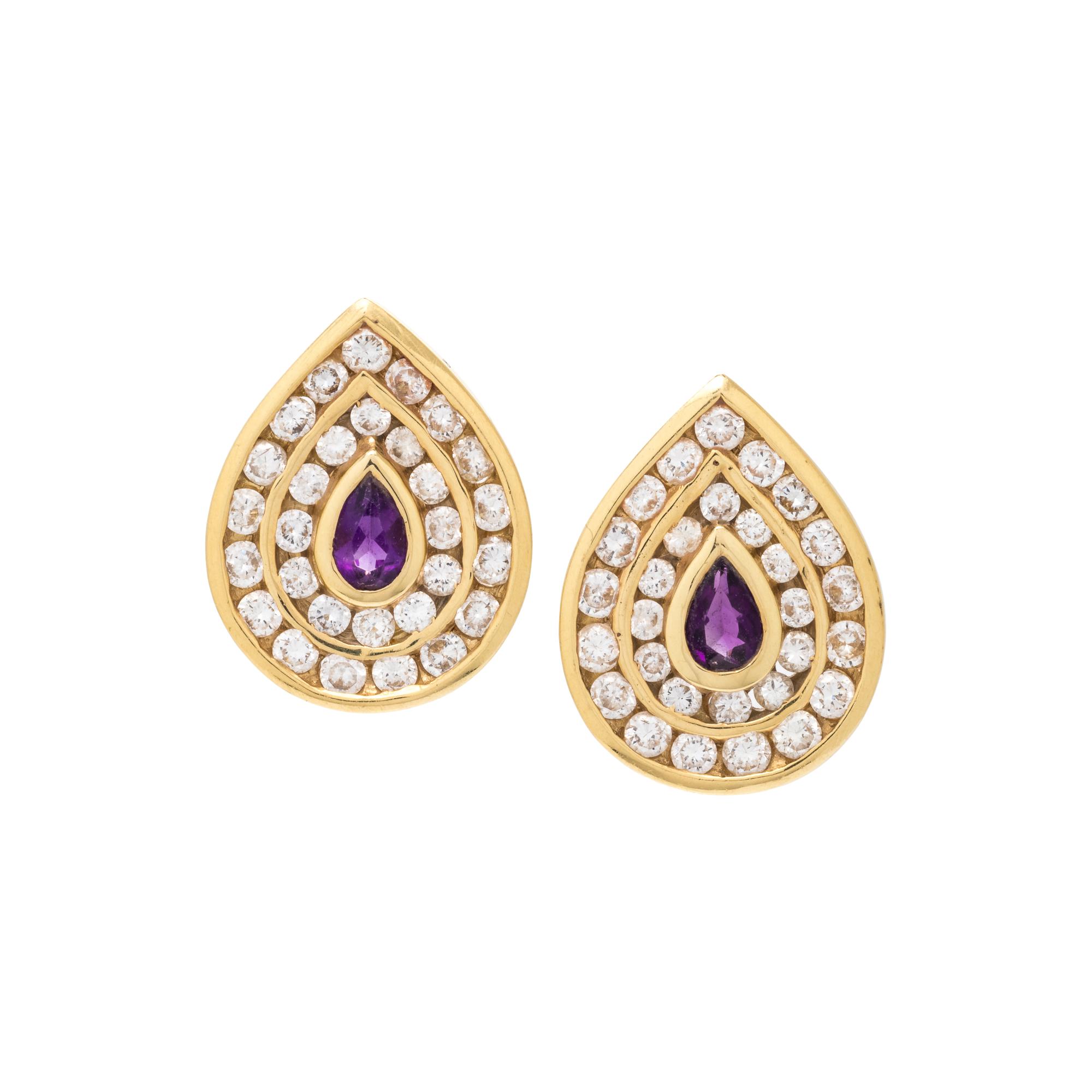 AMETHYST AND DIAMOND EARRINGS