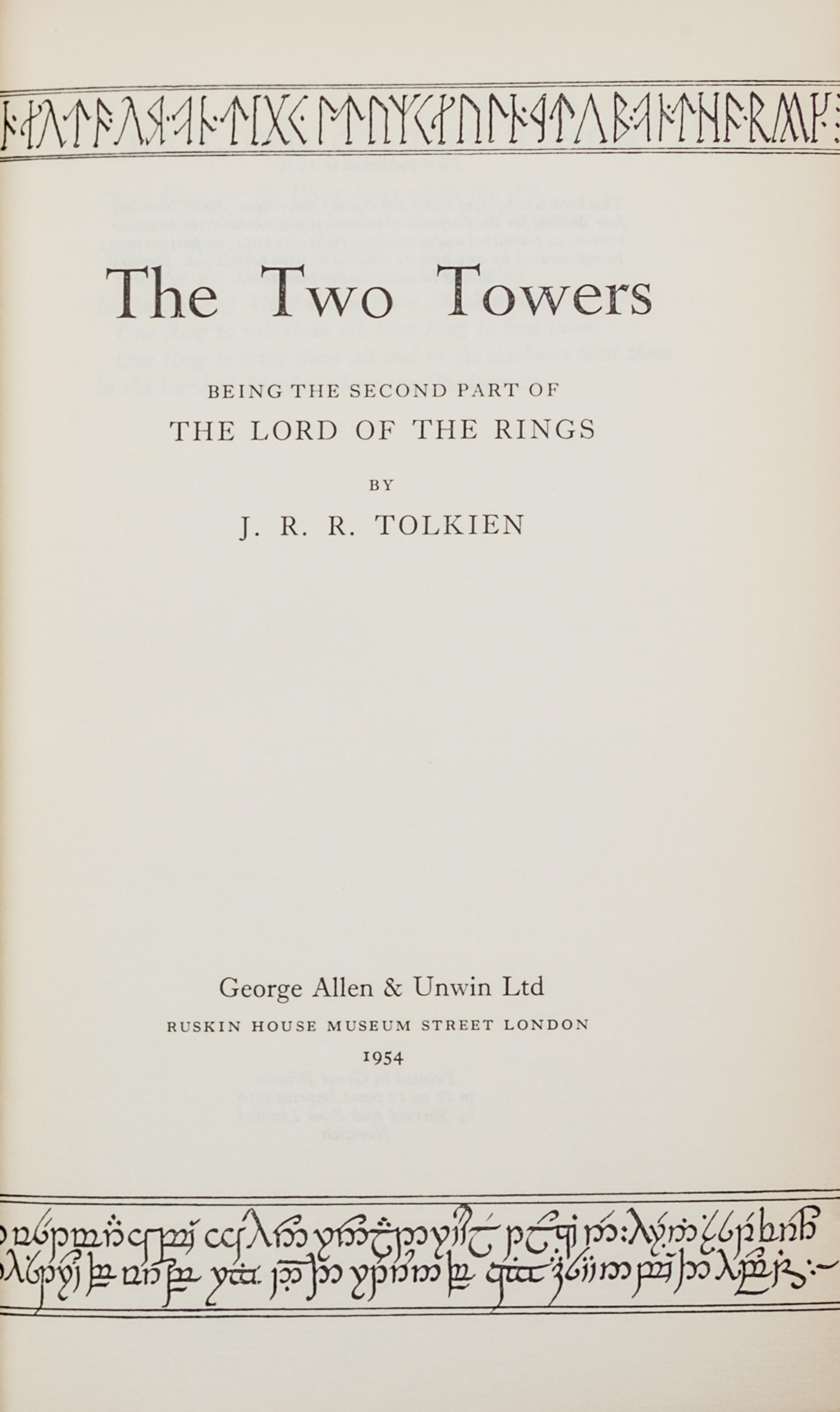 TOLKIEN, John Ronald Reuel (1892-1973). The Lord of the Rings, comprising: