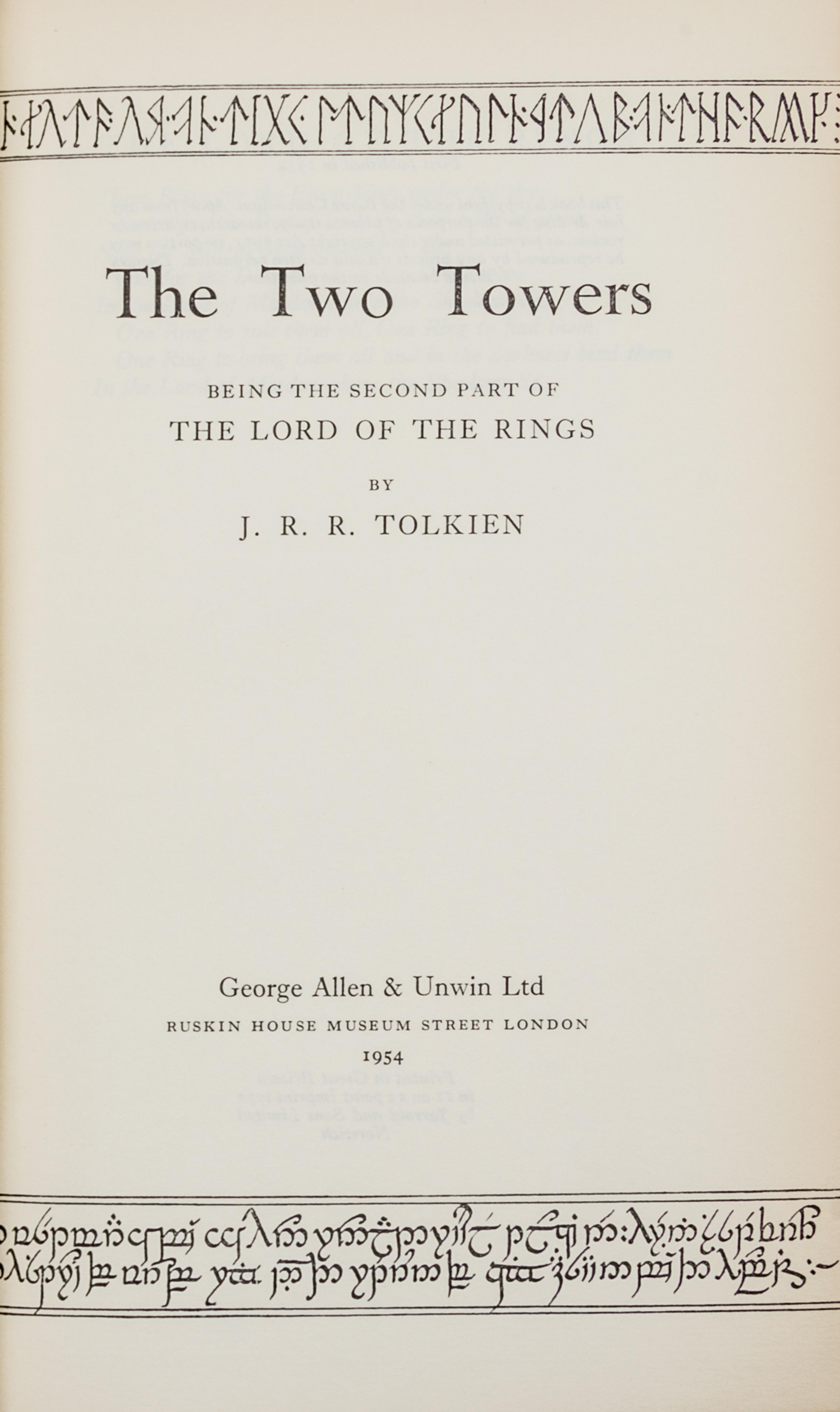 TOLKIEN, John Ronald Reuel (1892-1973). The Lord of the Rings, comprising: