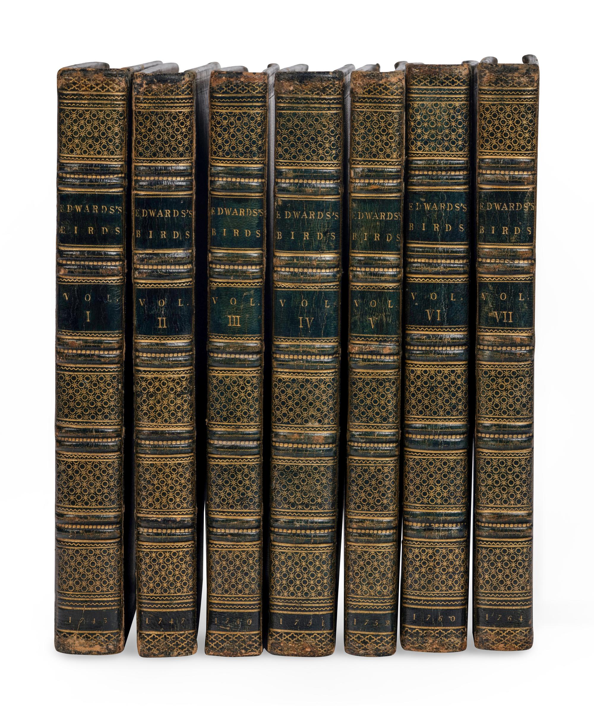 [NATURAL HISTORY]. EDWARDS, George (1694-1773). A Natural History of Uncommon Birds ... London: for the author, [1743]-1751 [but ca 1776]. [ With :] Gleanings of Natural History ....London: for the Author, 1758-1764.