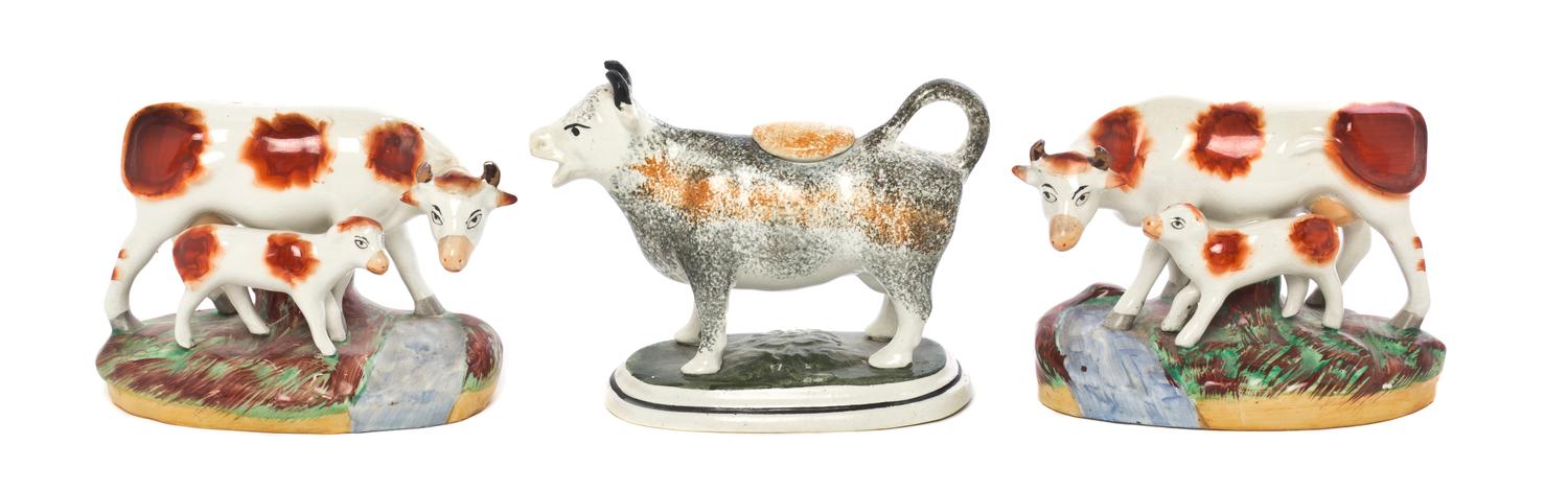 Two Staffordshire Figural Groups, Width of pair 6 inches.