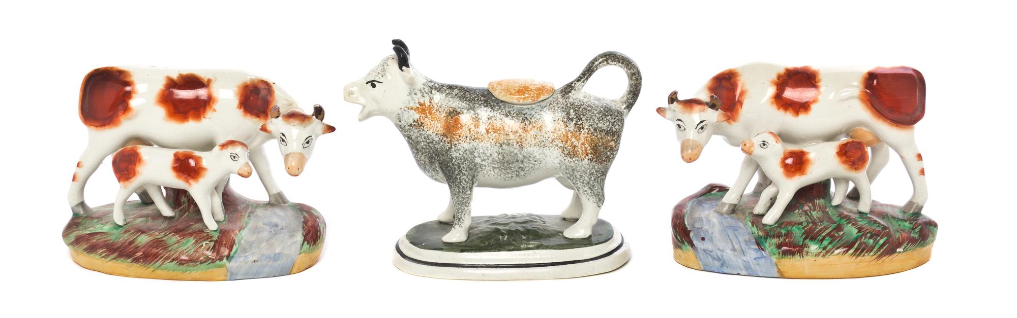 Two Staffordshire Figural Groups, Width of pair 6 inches.