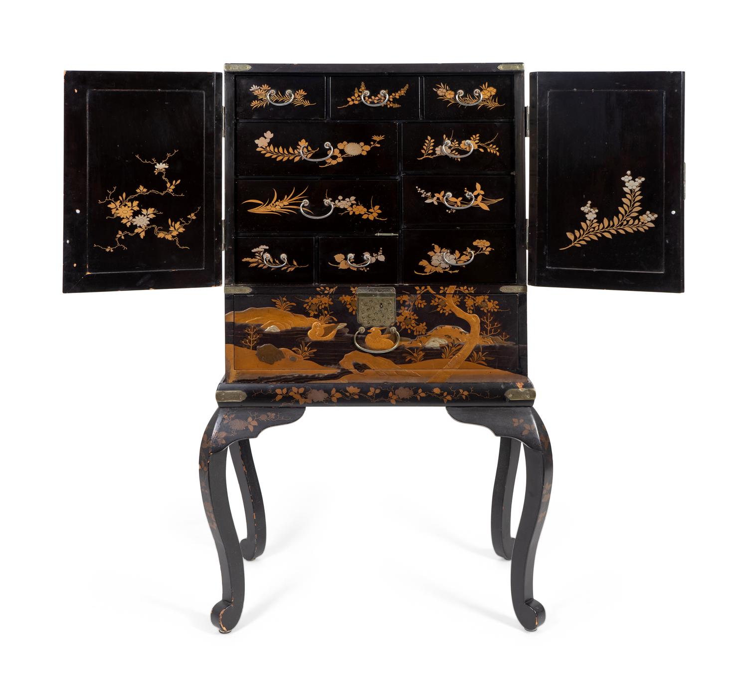 A Japanese Lacquer Cabinet on Stand — 20TH CENTURY
