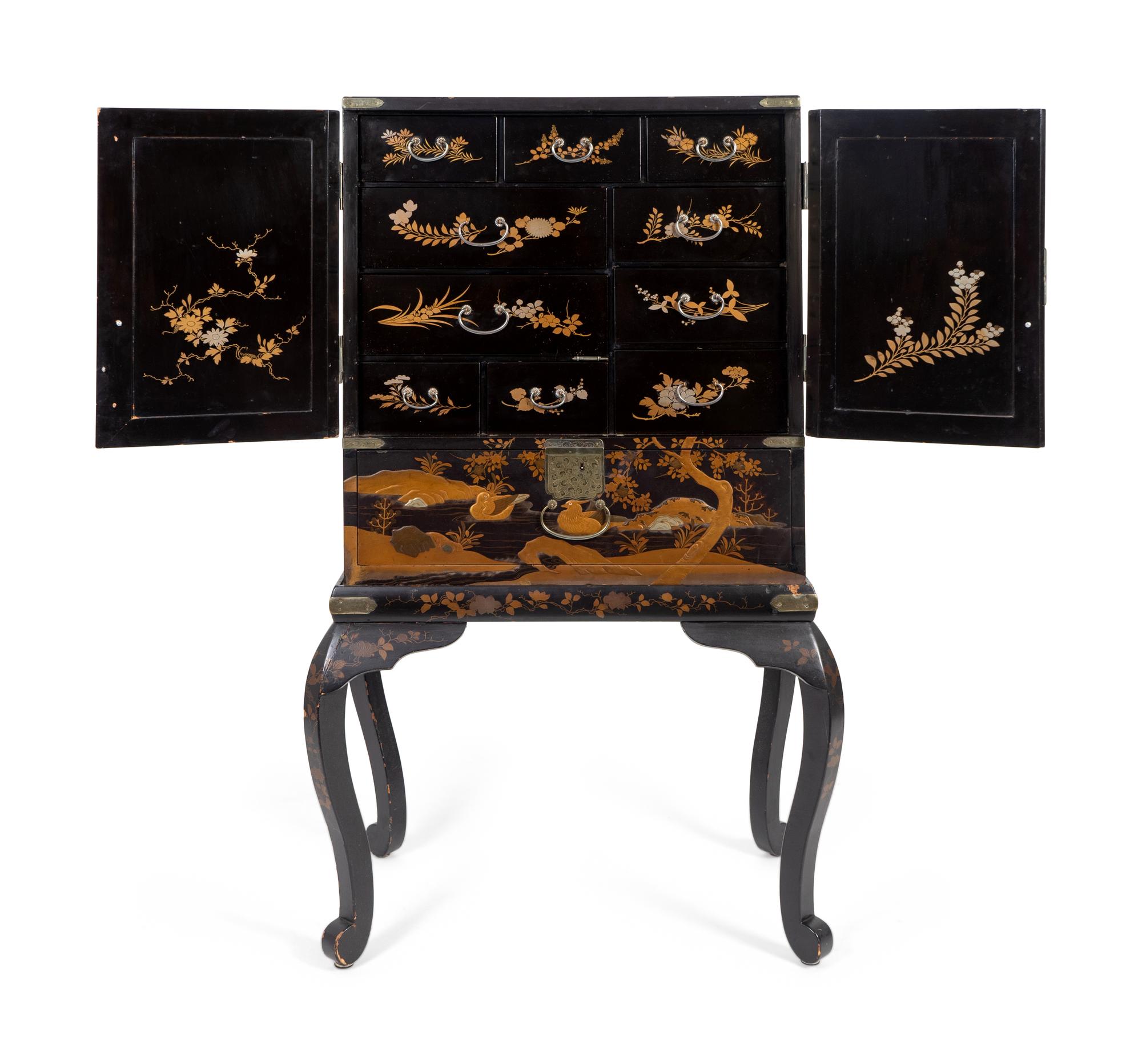 A Japanese Lacquer Cabinet on Stand — 20TH CENTURY