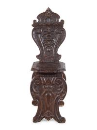 An Italian Baroque Walnut Hall Chair
