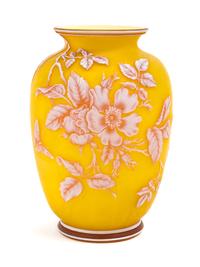 Thomas Webb & Sons, LATE 19TH CENTURY, a cameo glass vase, of ovoid form with floral and butterfly decoration