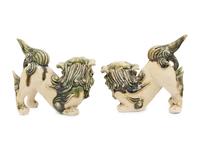 A Pair of Chinese Porcelain Guardian Lions