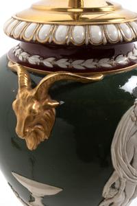 A Wedgwood Victoria Ware Vase Mounted as a Lamp with a Fringed Silk Shade