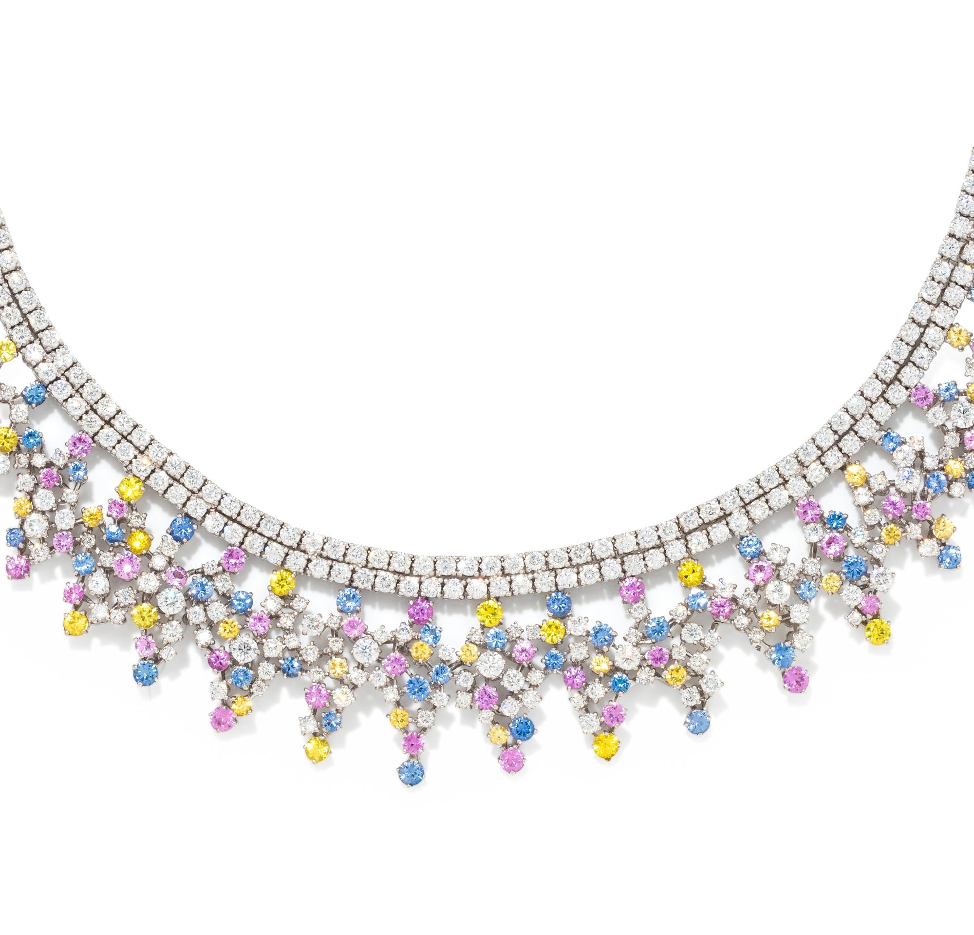 DIAMOND AND MULTICOLOR SAPPHIRE NECKLACE