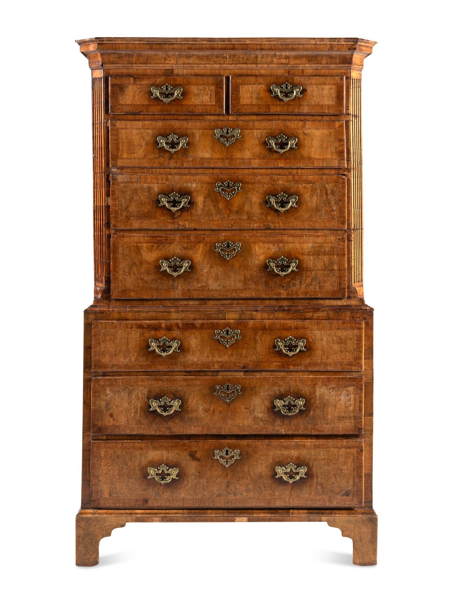 A George II Walnut Chest-On-Chest