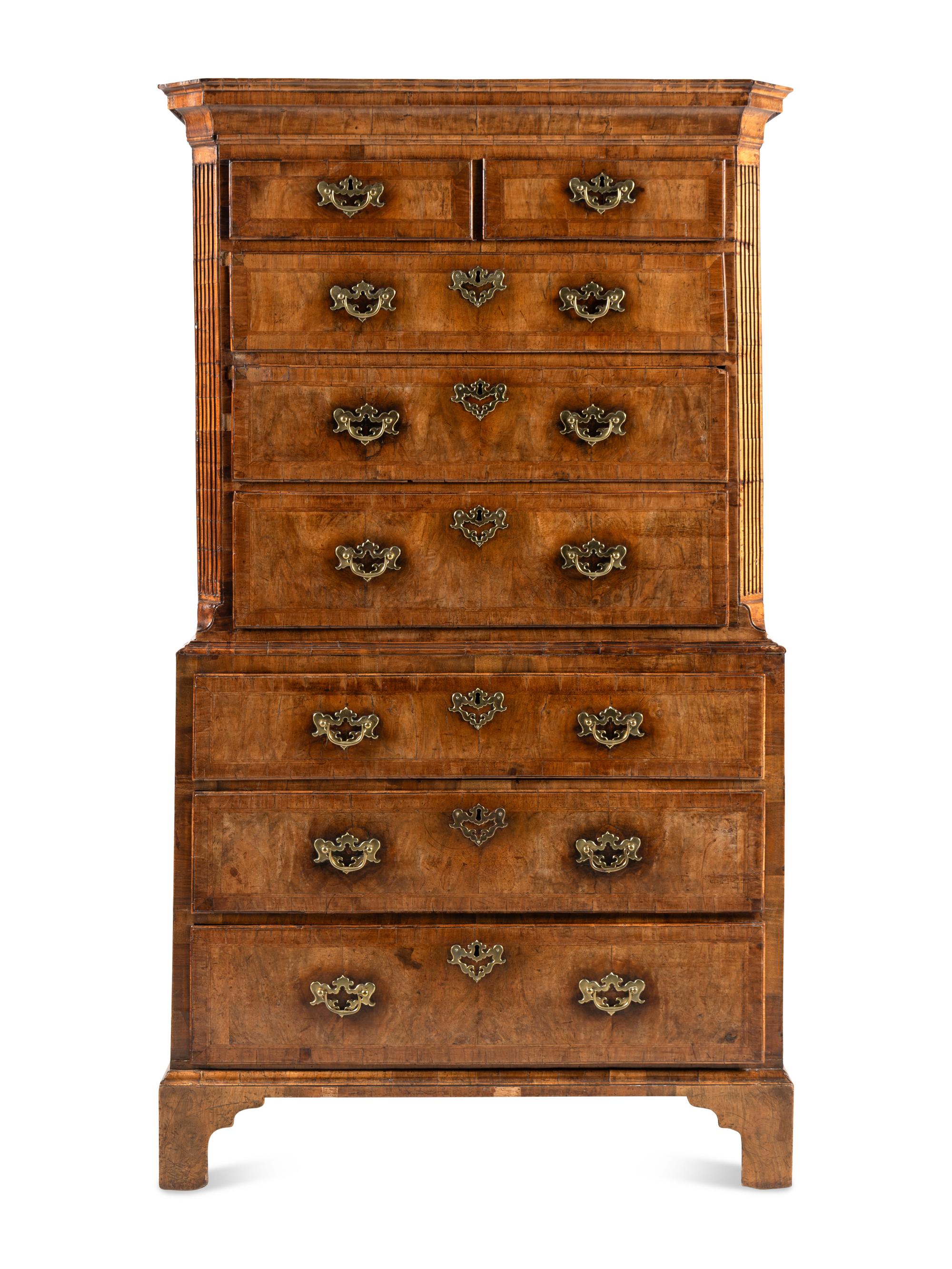 A George II Walnut Chest-On-Chest