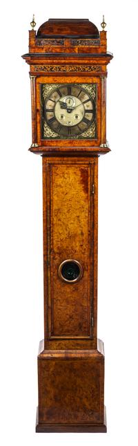 An English Burlwood Tall Case Clock Height 94 inches. — JAMES MARKWICK, LONDON, LATE 17TH CENTURY