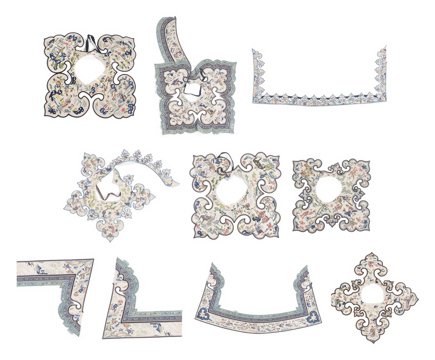 A Group of Ten Chinese Silk Embroidered Articles