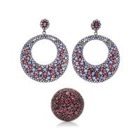 STERLING SILVER, YELLOW GOLD AND MULTIGEM SET