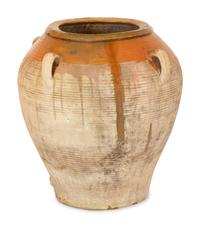 Three Partially Glazed Terra Cotta Olive Jars — 20th Century