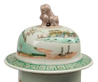 A Pair of Chinese Export Famille Verte Porcelain Covered Jars