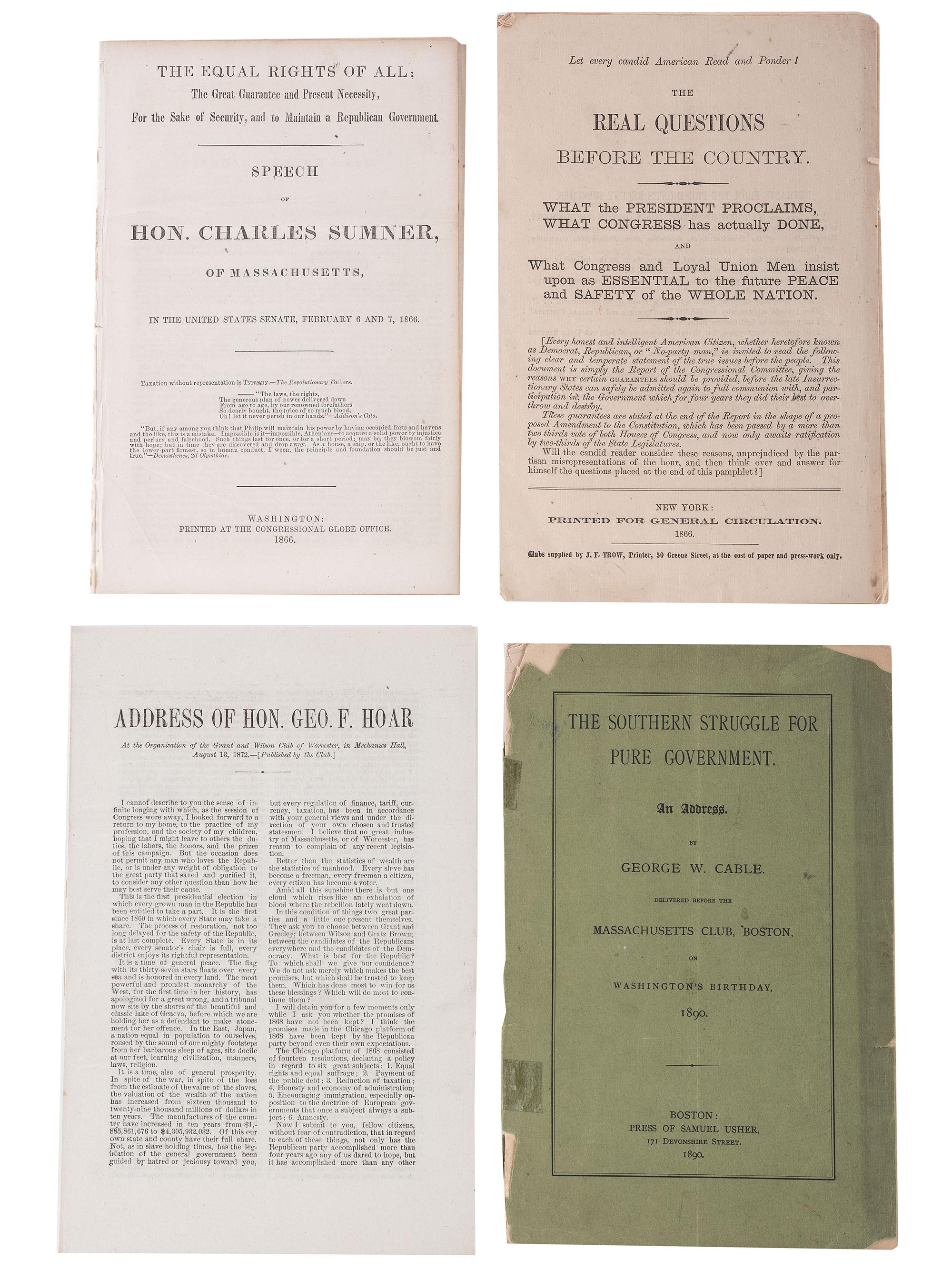 [RECONSTRUCTION - SUFFRAGE]. A group of pamphlets related to African American suffrage and the 14th Amendment, comprising: