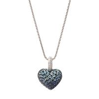 DIAMOND AND SAPPHIRE HEART REVERSIBLE PENDANT/NECKLACE