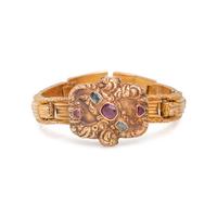 GEORGIAN, YELLOW GOLD AND GEMSTONE LOCKET BRACELET