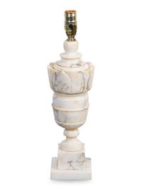 A Carved White Marble Urn-Form Table Lamp — 19TH/20TH CENTURY