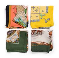 Four Designer Scarves: Two Hermès, Two Gucci