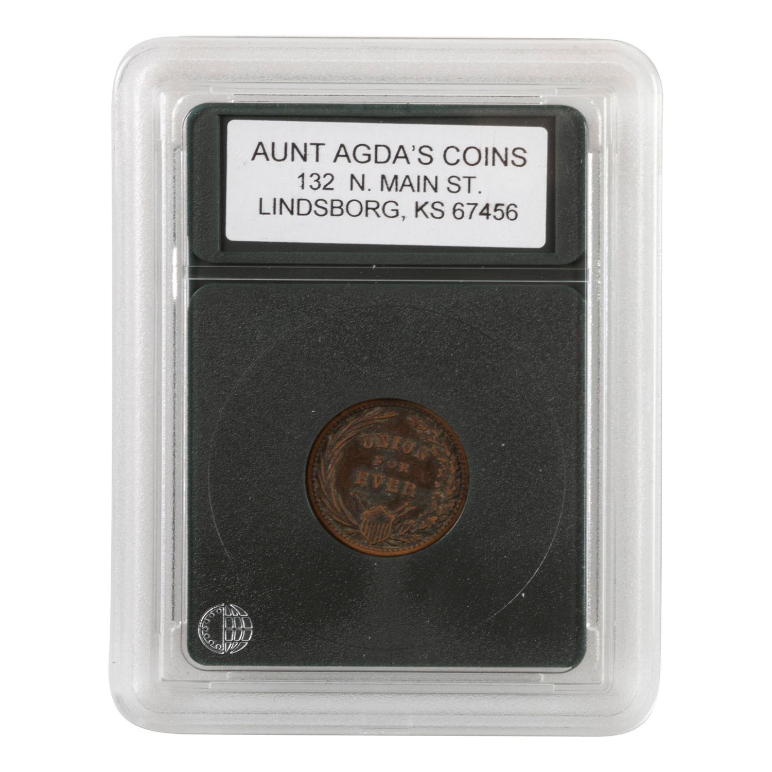 [CIVIL WAR]. Pair of relics including tent stake and 1863 "Union Forever" token.