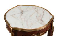 A Pair of Louis XV Style Gilt Bronze Mounted Marble-Top Tables