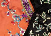Three Apricot Ground Embroidered Silk Lady's Articles