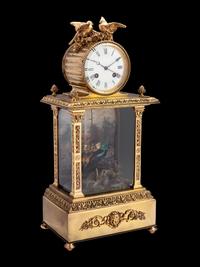 A French Gilt Bronze 'Singing Bird' Automaton Mantel Clock, Attributed to Bontems