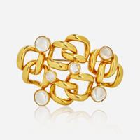 An 18K Yellow Gold and Moonstone Brooch