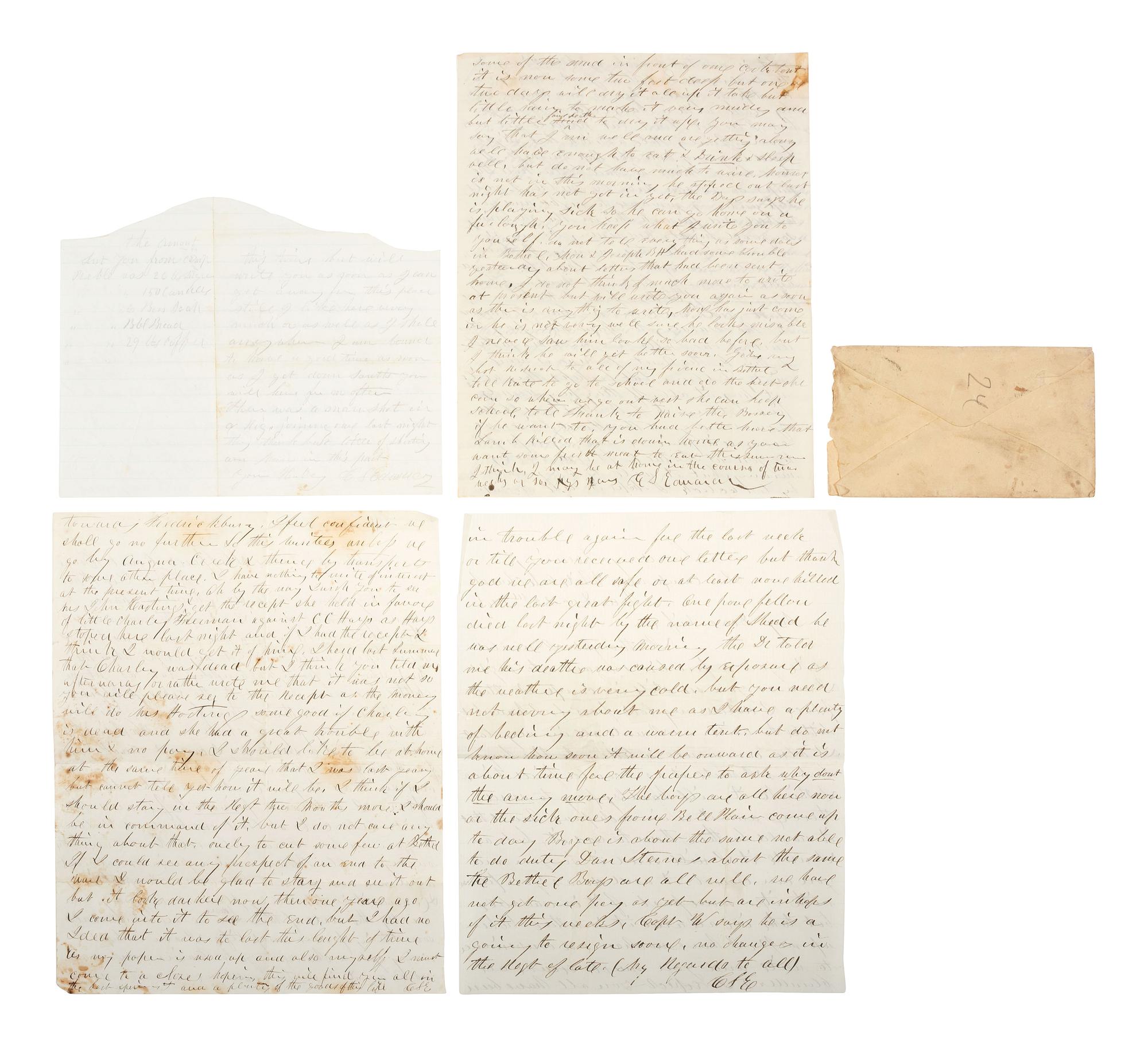 [CIVIL WAR]. A group of letters from Brevet General Clark S. Edwards, 5th Maine Infantry.