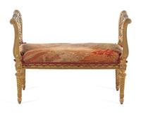 A Louis XVI Style Carved Giltwood Window Seat