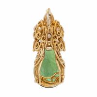 Henry Dunay, Green Tourmaline, Diamond, and Yellow Gold Pendant