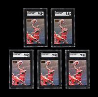 A Group of Five 1996-97 Skybox Premium Michael Jordan Basketball Cards No. 16 (SGC 9.5 MT+)