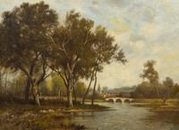 Leon Richet, (French, 1847-1907), Landscape with Village