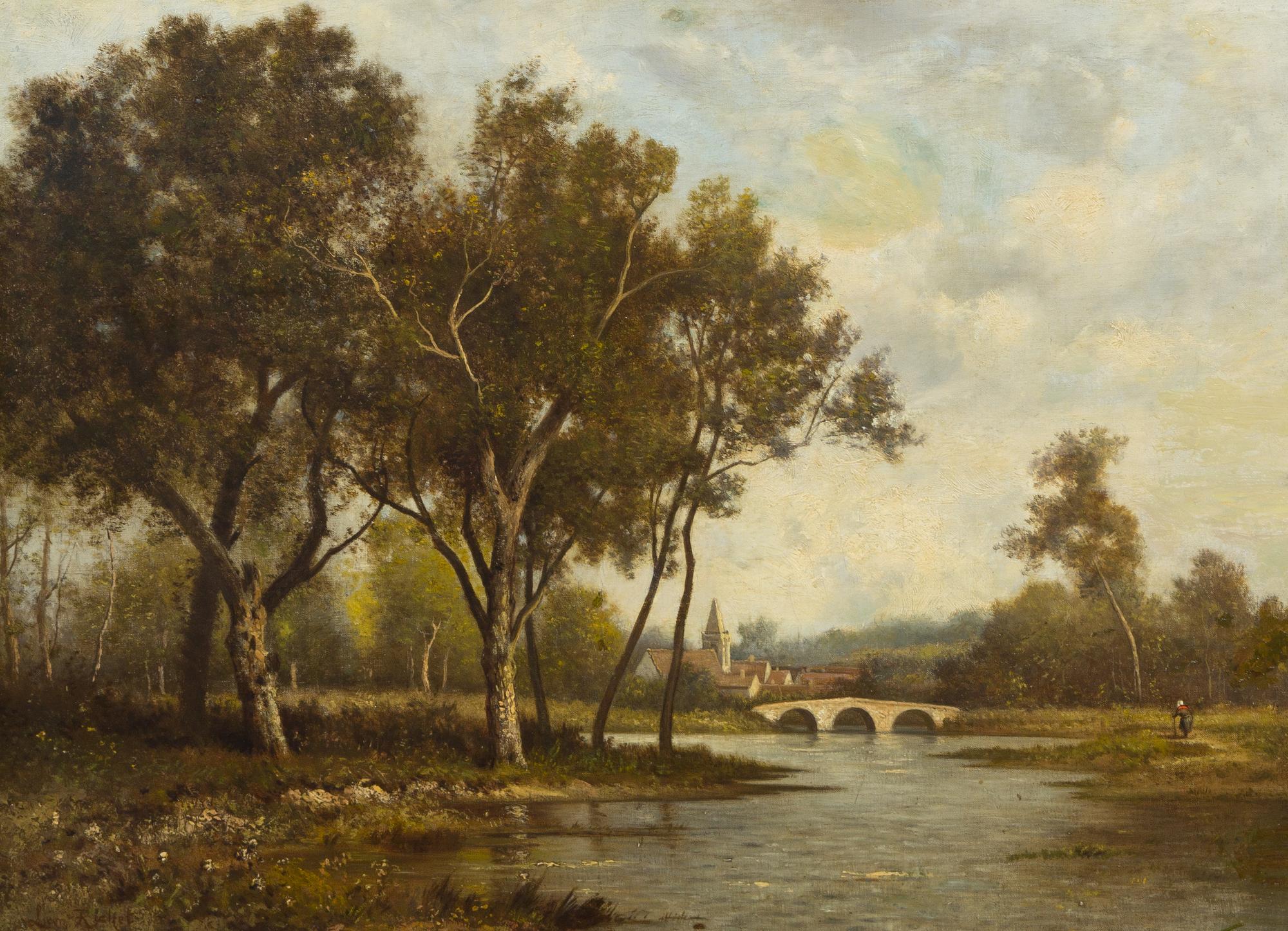 Leon Richet, (French, 1847-1907), Landscape with Village