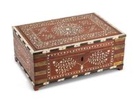 An Anglo-Indian Bone-Inlaid Fruitwood Casket — 19TH CENTURY